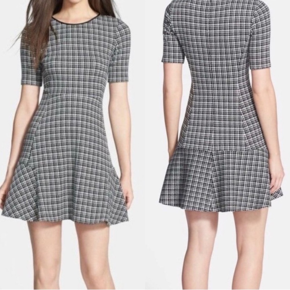 Theory Womens Black White Houndstooth Wool Blend Nikay Moda Mini Dress Size 6